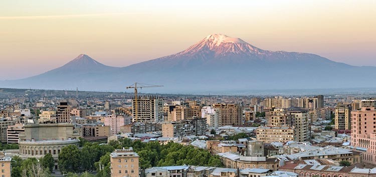 Yerevan, Armenia, with Ararat Mountain in the background