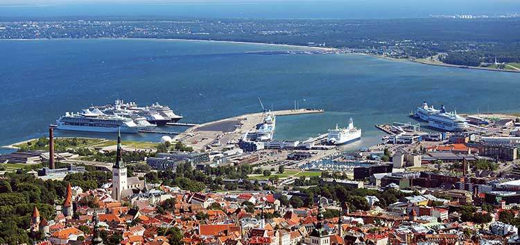 Aerial view of Port of Tallinn, Estonia